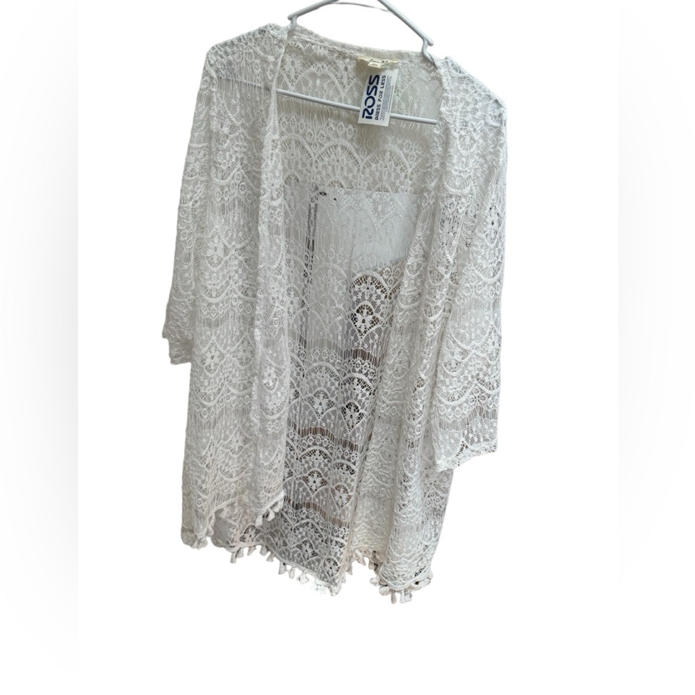 White crochet kimono NWT size 1x